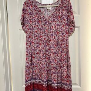 Knox Rose boho Womens A Line ruffle Dress pink floral